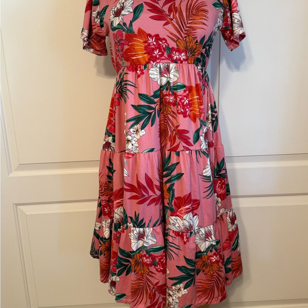 Pink Flutter Sleeve Midi Sundress